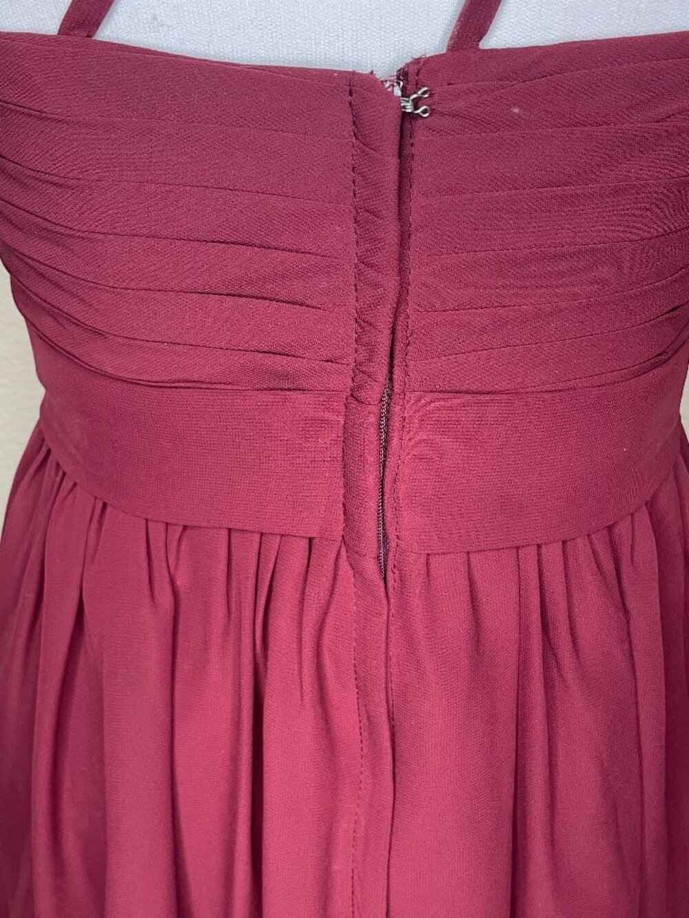 VINTAGE Romantigoth Burgundy Rosette Chiffon One Shoulder Asymmetric Dress 6 - Picture 8 of 15